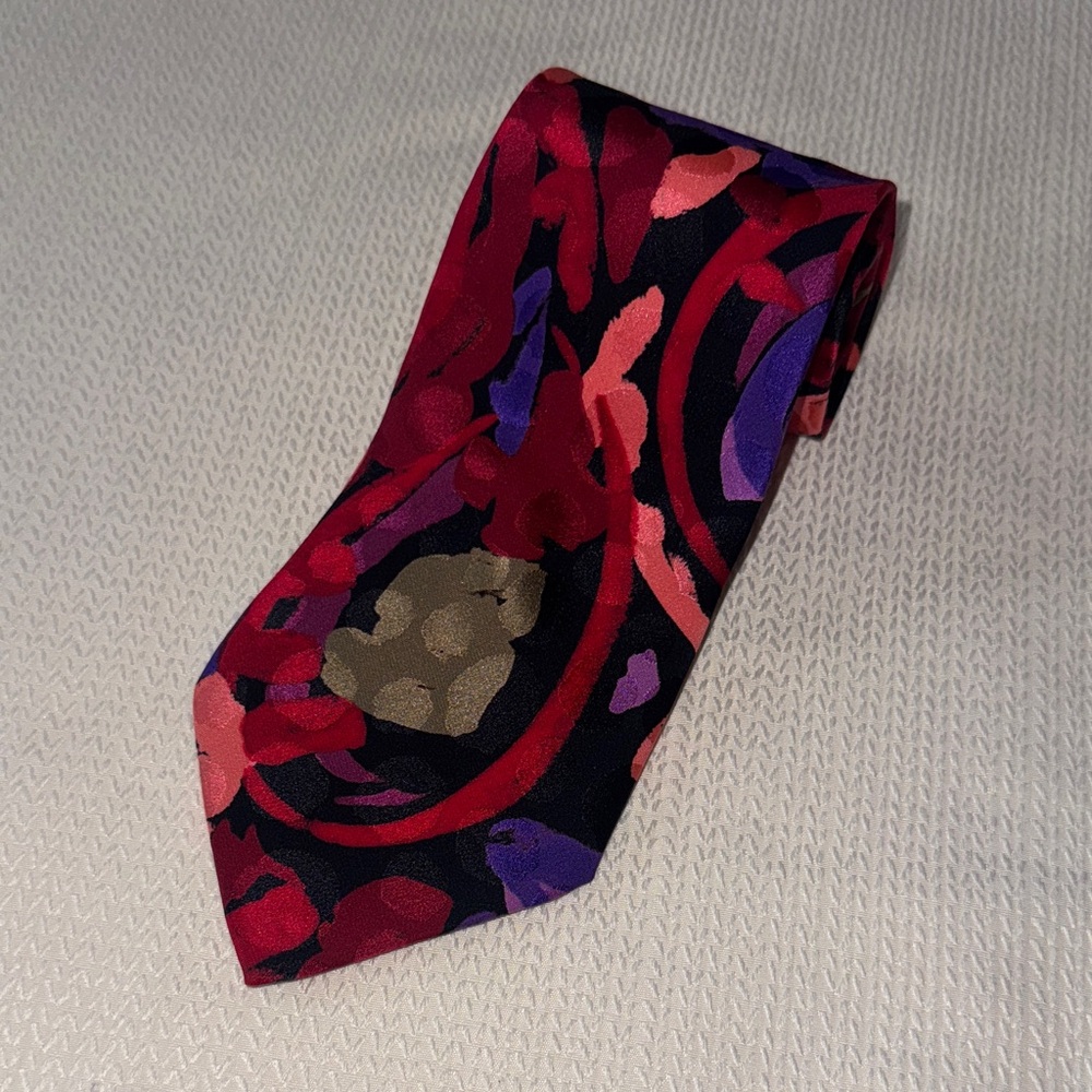 Fred Hayman Beverly Hills Vtg Vibrant Red and Purple Men's Tie NWT